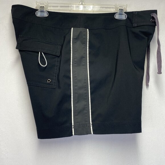 Theory Alvis Drawcords Built in Brief Swim Shorts Men Size XL Black Side Stripes - Picture 14 of 16